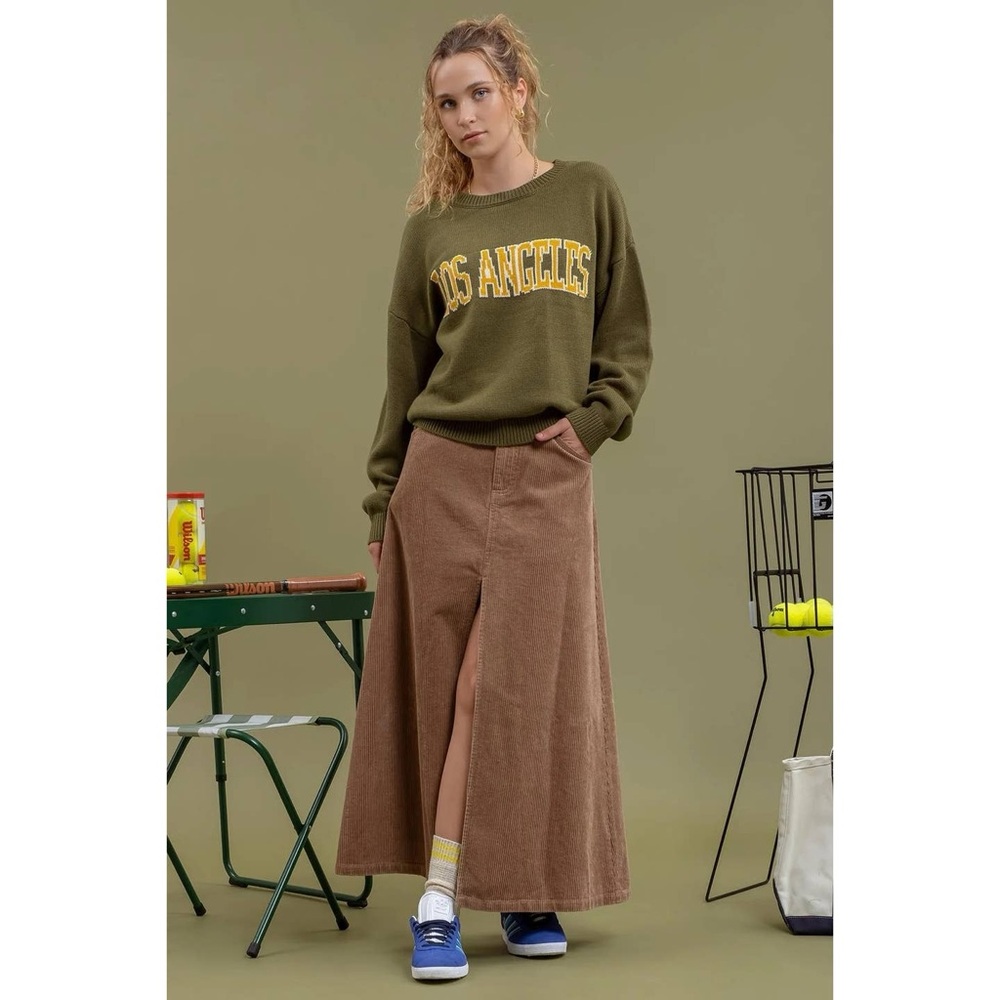Blu Pepper “Los Angeles” Knit Sweater | Olive Green
